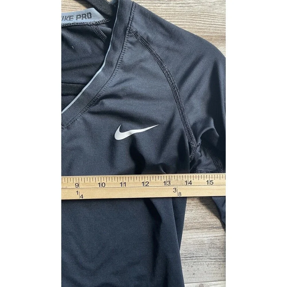 Nike Pro Women’s Dri-Fit Shirt Size Small Black V-Neck Long Sleeve  Running